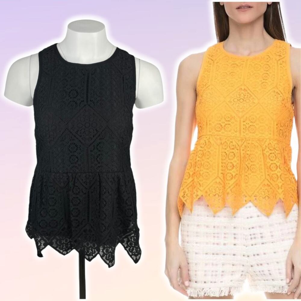 JUICY COUTURE Eyelet Lace Peplum Lined Top Sz Medium